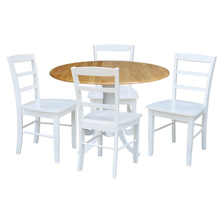 International Concepts 42 in. Dual Drop Leaf Table with 4  Ladder Back Dining Chairs - 5 Piece Dining Set K02-42DP-C08-2-4